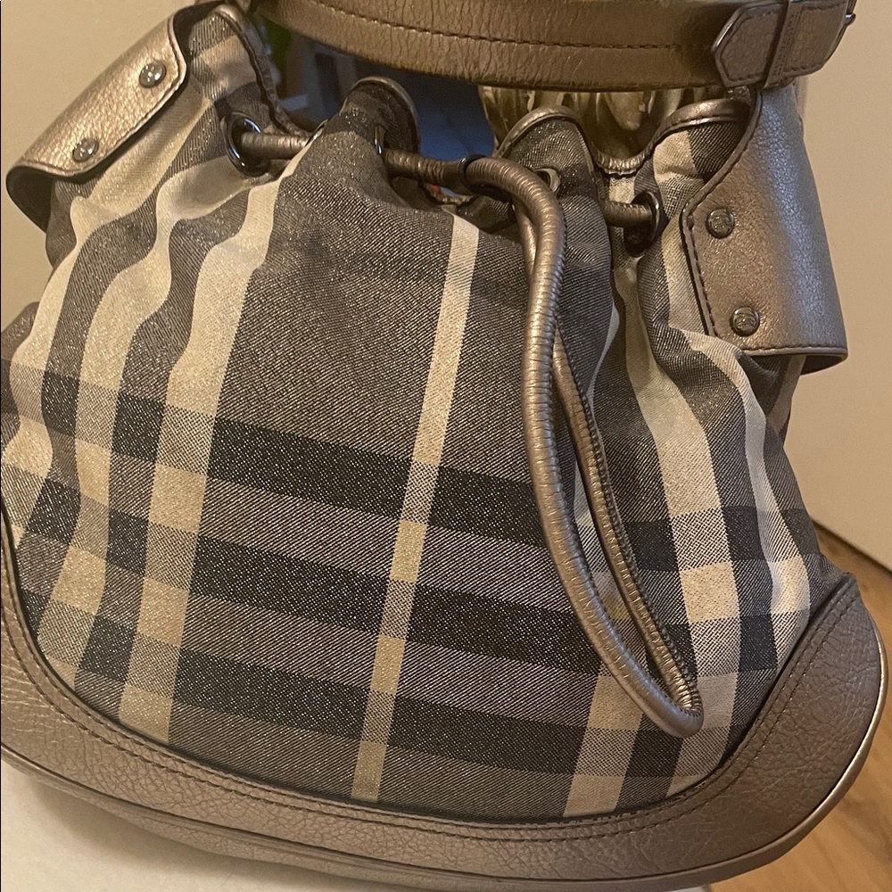 Burberry Black and Cream Check Shoulder Bag